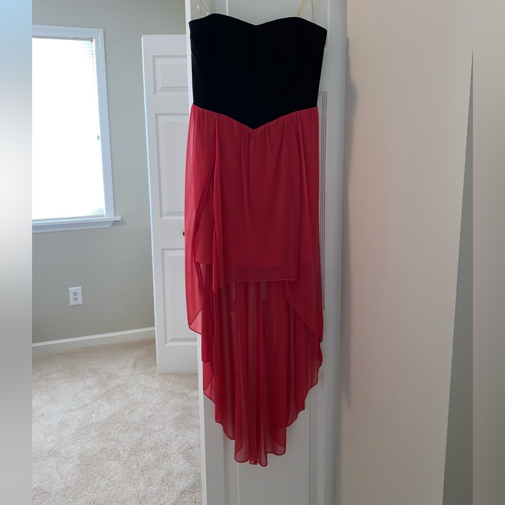 Speechless Strapless, Black & Magenta dress with High Low Hem. Size M.